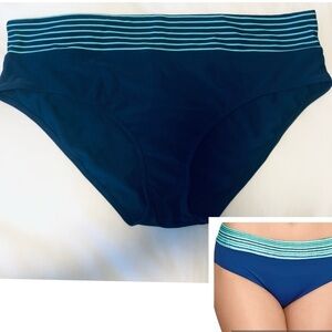 Plus Size 1X (18/20) Navy/Aqua Swim Brief